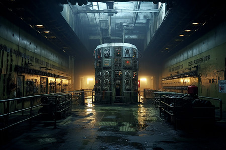 昏暗灯光的核电站图片