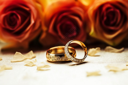 结婚的黄金戒指图片
