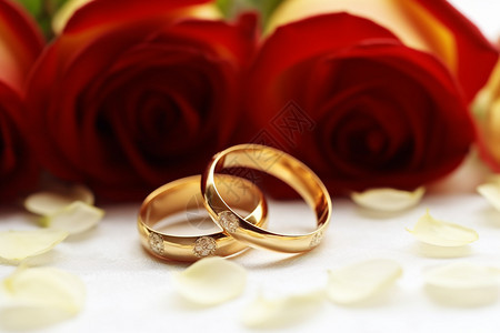 结婚的珠宝戒指和花朵图片
