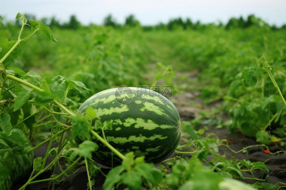 田地里成熟的西瓜图片