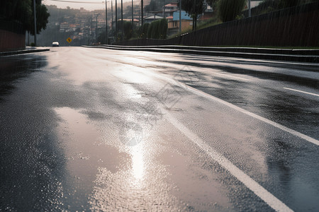 雨季施工雨季户外的道路背景