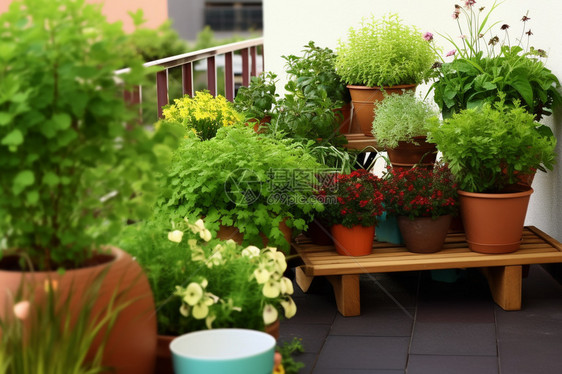 阳台上的盆栽绿化图片