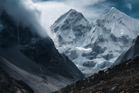 雄伟的高山冰川图片