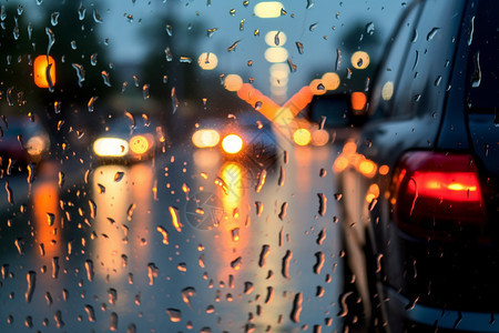 雨滴打湿的汽车玻璃图片