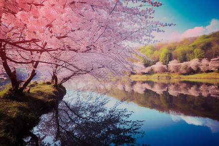 樱花谷的美丽景观图片