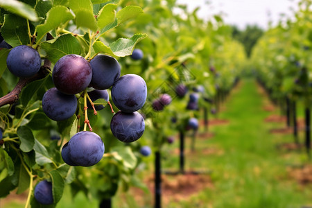 农场中成熟的紫葡萄图片