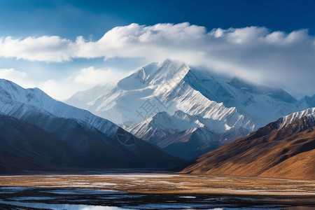 连绵的雪山背景图片