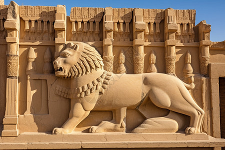 狮子的浮雕背景图片