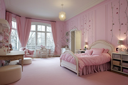 粉红的卧室图片