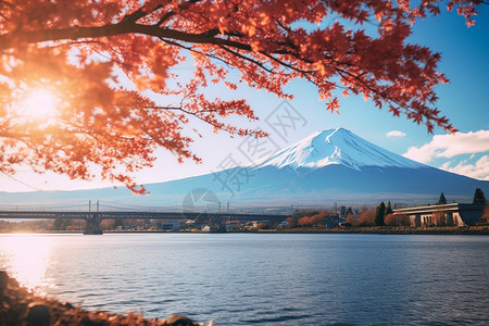 日落时分的富士山图片
