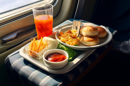 健康的飞机餐背景