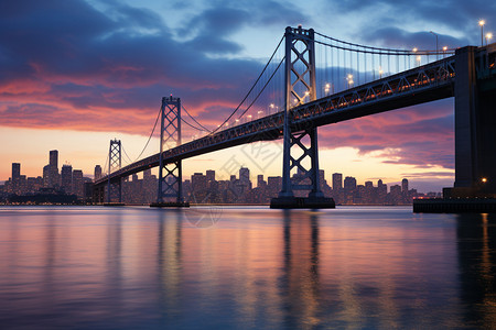 夕阳下美丽的旧金山湾背景图片