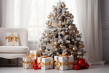 家中的圣诞树庆祝高清图片素材