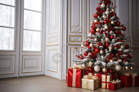 圣诞树和装饰庆祝高清图片素材
