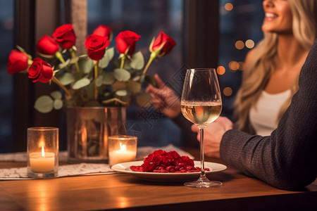 浪漫的情人节晚餐图片
