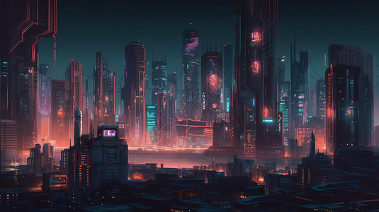 未来派科幻城市景观插图图片