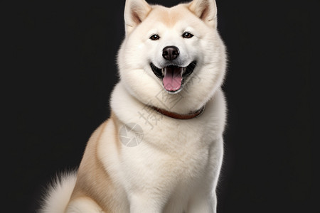 黑色背景上的秋田犬图片