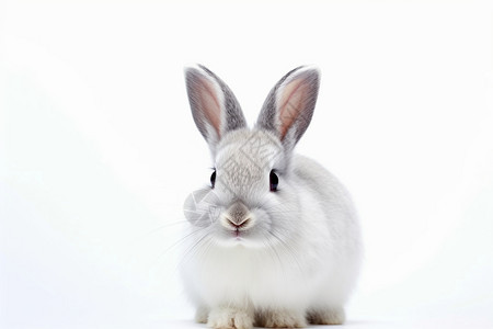 有着灰耳朵的兔子图片