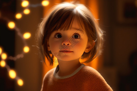 暖光背景下的可爱小女孩背景图片