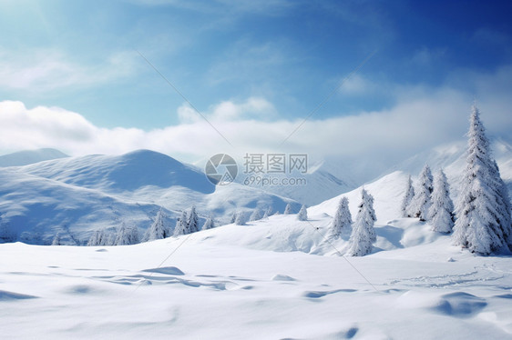新疆冬季的山林景观图片