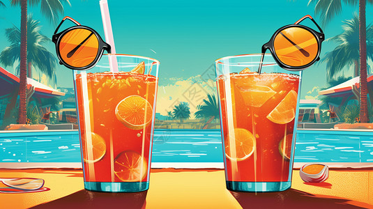 玻璃杯里凉爽的鲜榨橙汁插图图片