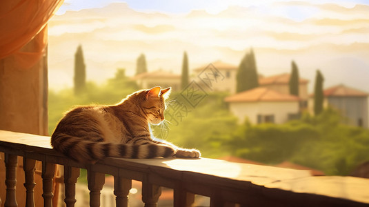 午后晒太阳的小猫高清图片