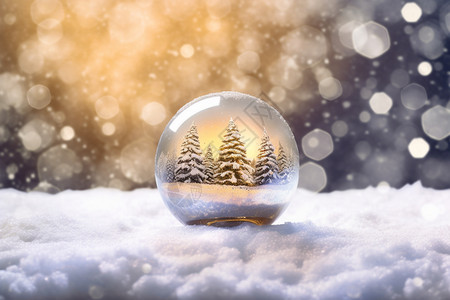 水晶球里的圣诞树背景图片