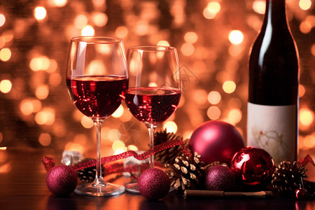 圣诞节午夜红酒派对背景图片