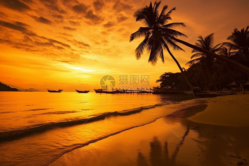 海边夕阳美景图片