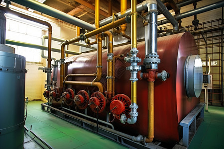 现代工厂里的加热器管道图片