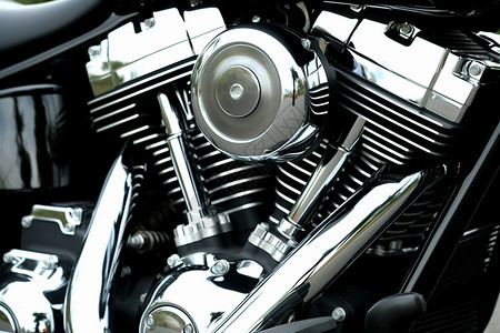 闪亮的摩托车发动机图片