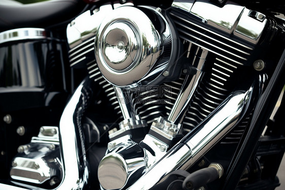 干净到反光的摩托车发动机图片
