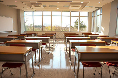 学校桌椅精致的学校教室背景