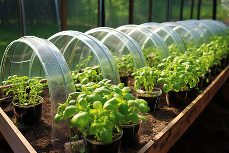 温室栽培有机的蔬菜幼苗背景