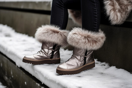 冬季穿靴子在户外的女孩图片