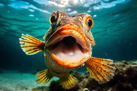 张开嘴的海洋鱼类高清图片