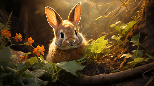 森林里的一只兔子图片