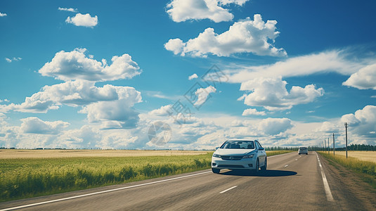 蓝天白云下的高速公路图片