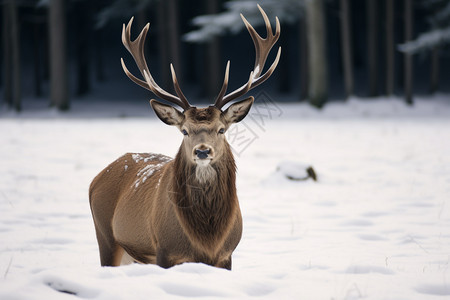 冬天的野生麋鹿图片
