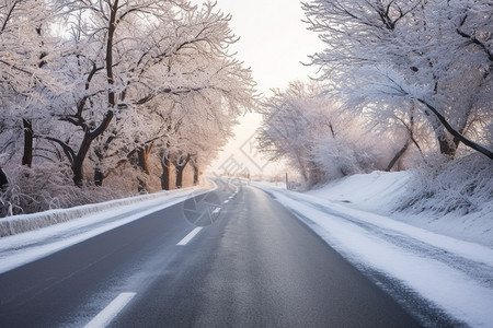 道路两边的积雪图片