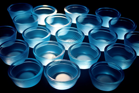 小酒杯排列的塑料碗设计图片