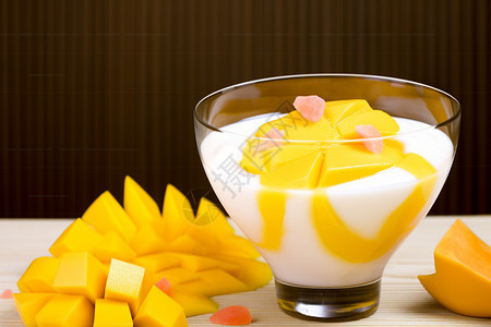 芒果奶油甜品图片