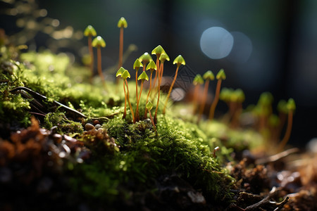 破土而出的苔藓植物背景