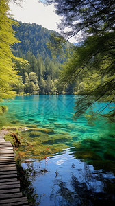 环境优美的林中小湖图片