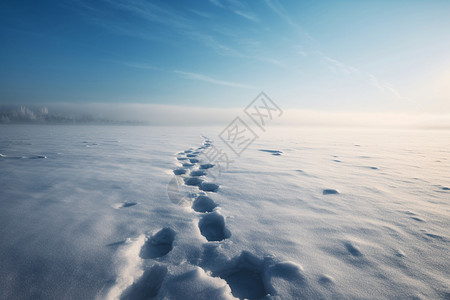 冬季积雪的湖面高清图片