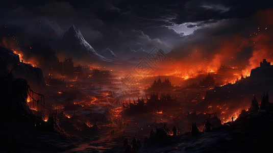 火山附近的场景图片