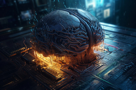 未来派大脑芯片概念图图片