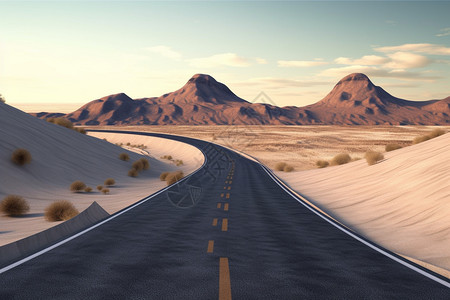 户外沙漠公路图片