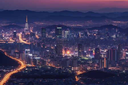 繁华的城市夜景背景图片