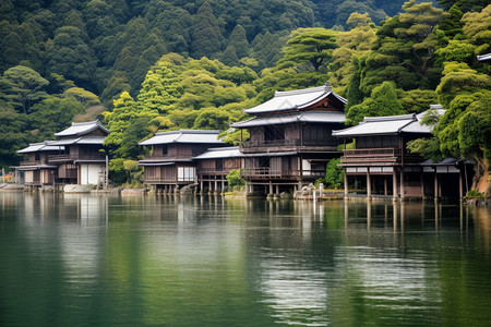 半岛城市中的古建筑景观背景